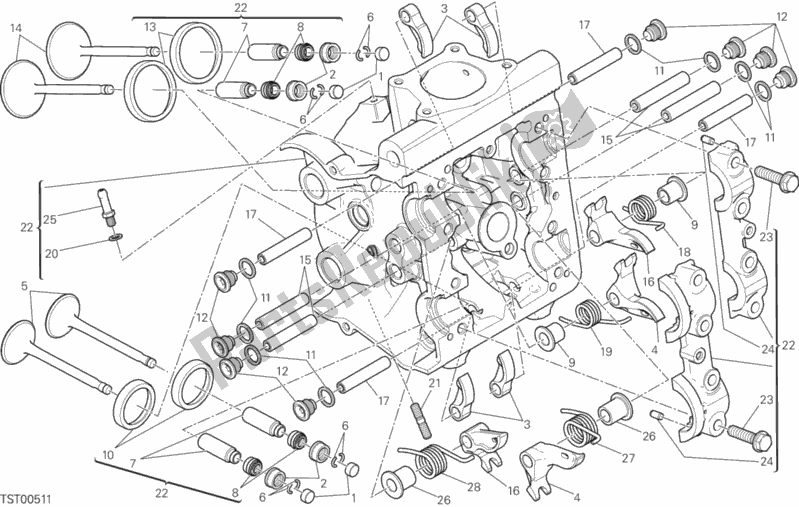 All parts for the Horizontal Head of the Ducati Monster 1200 S USA 2015